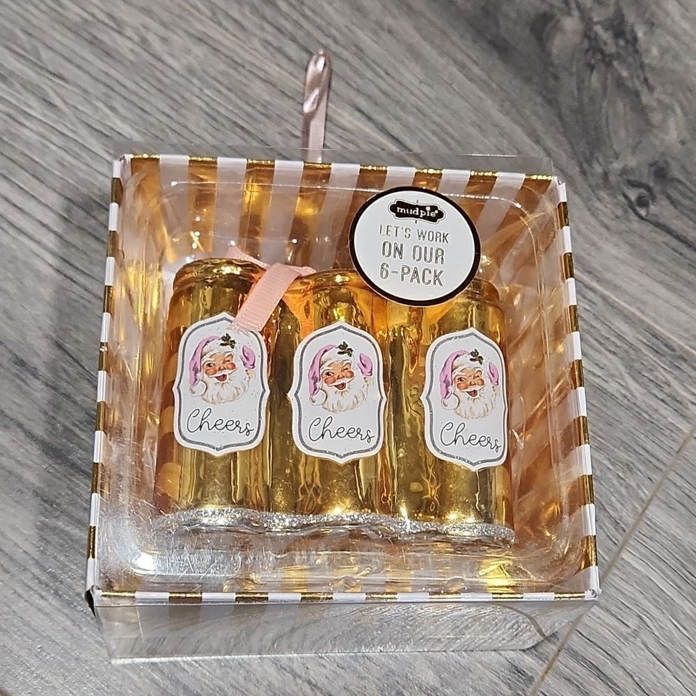 NWT Mudpie "Let's Work on Our 6pk" Ornament